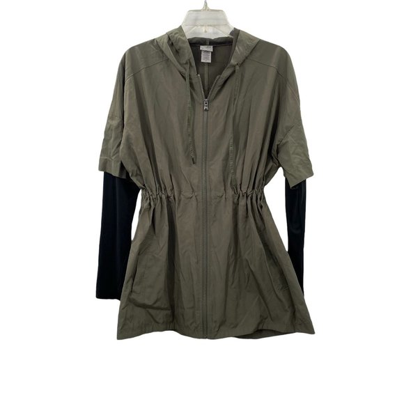 CHAMPION LAYERED LOOK HOODED GREEN TOP WOMENS SIZE MEDIUM - Picture 1 of 5